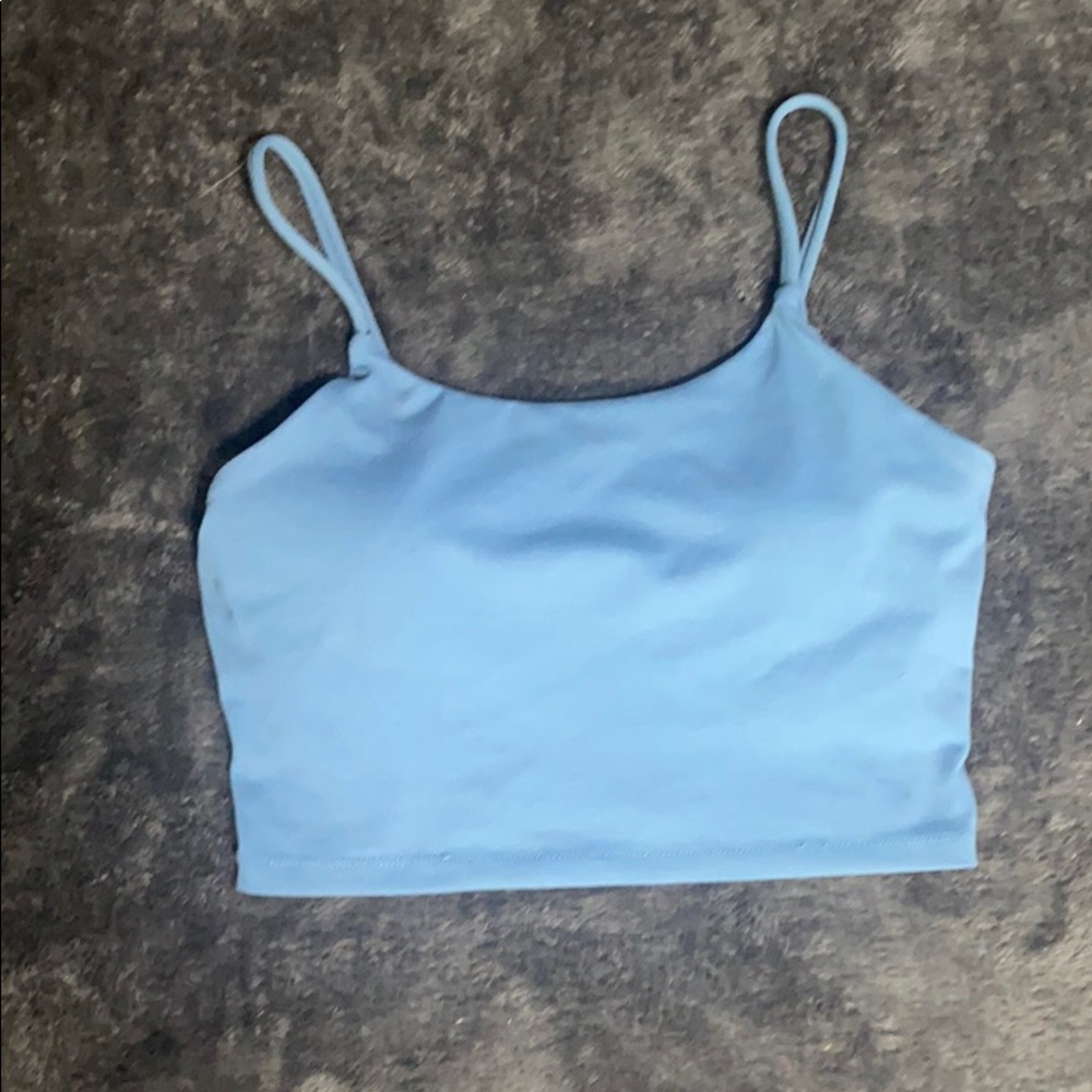 Blue cropped workout tank top size M